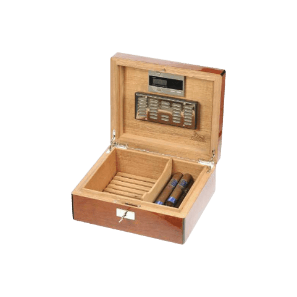HUMIDOR DE 50 CIGARROS EN RAÍZ DE BUBINGA PULIDA - Imagen 2