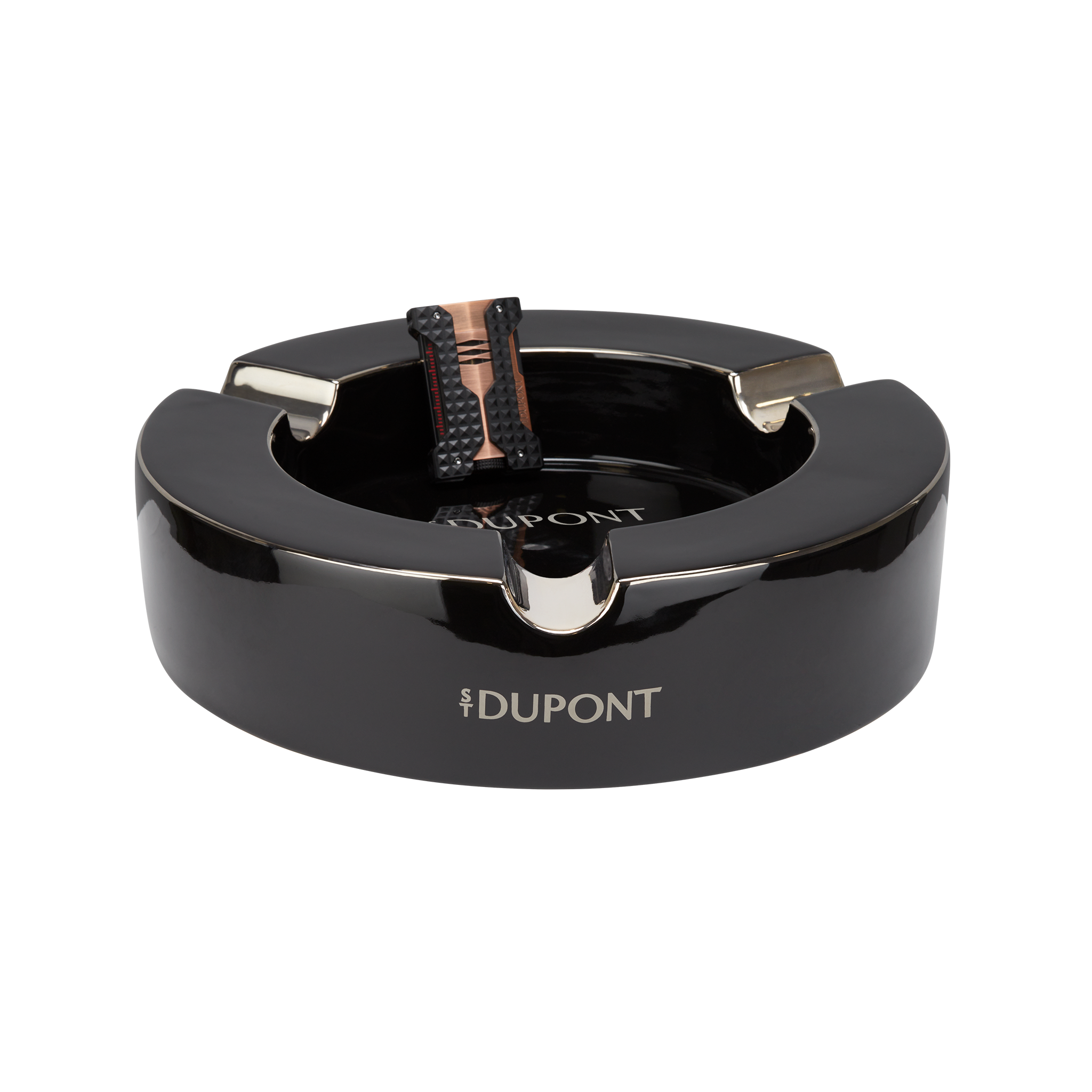 S.T. Dupont cenicero XL negro y plateado