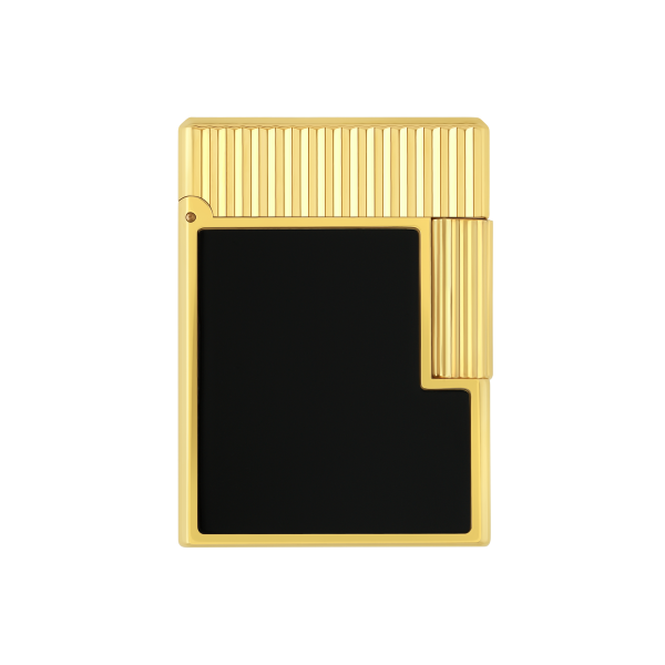 ST DUPONT – ENCENDEDOR LIGNE 1 VERTICAL LINE – LACA NEGRA Y ORO AMARILLO