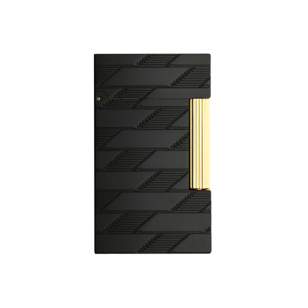 ST DUPONT – ENCENDEDOR LIGNE 2 GUILLOCHÉ MONOGRAM 1872 – NEGRO Y ORO AMARILLO